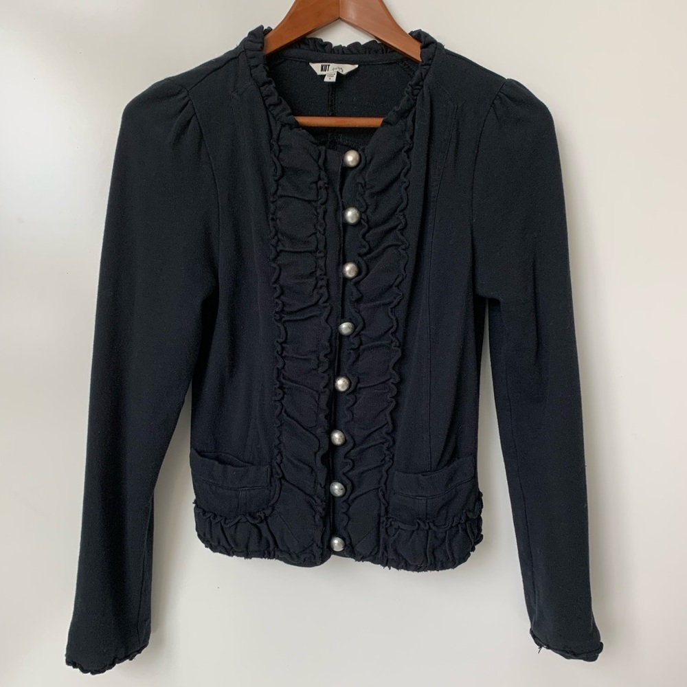 🟡Kut From The Kloth Button Down Jacket with Ruffle Detailing